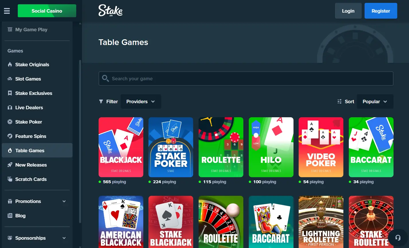 Stake table games